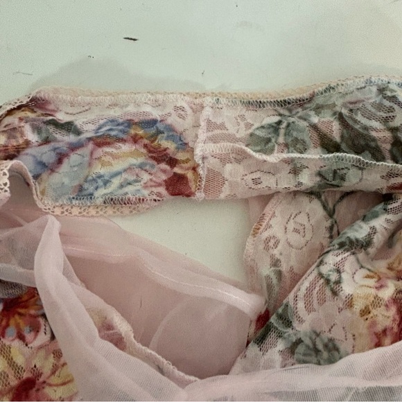 Vintage Etage by Brandywine pink floral nylon teddy lingerie medium - Picture 8 of 8